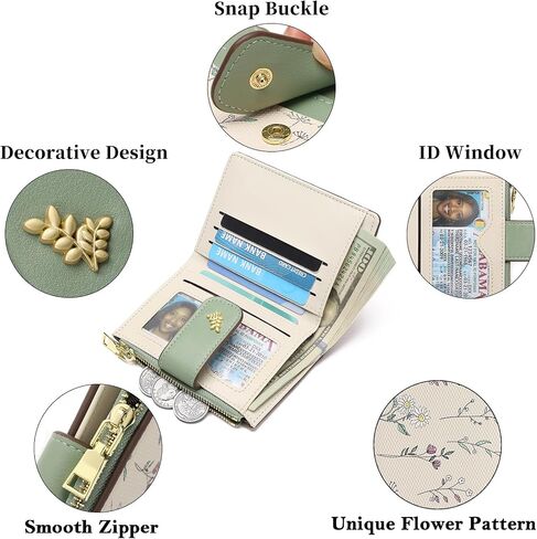 Gaekeao محافظ صغيرة للنساء RFID حظر الجلود الجلدية Bifold Zipper Pocket Wallet Card Card مع نافذة معرف in Kuwait