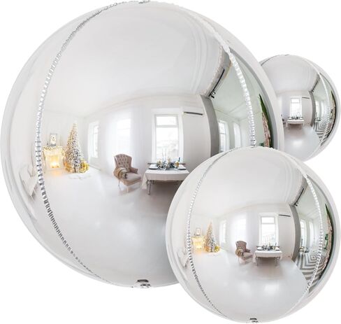 Silver Foil Balloons, 22/18/10 Inch 4D Round Sliver Mylar Balloons, Large Metallic Silver Balloons Different Sizes, Sliver New Years Balloons for New Year Eve Party Supplies 2025 in Kuwait