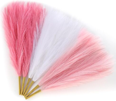 6pcs 17.7in/45cm Pampas Grass Plant أبيض/أسود/رمادي قصير بامباس الاصطناعي مزهرية الحشو in Kuwait