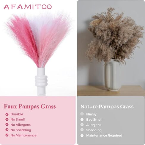 6pcs 17.7in/45cm Pampas Grass Plant أبيض/أسود/رمادي قصير بامباس الاصطناعي مزهرية الحشو in Kuwait