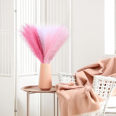 6pcs 17.7in/45cm Pampas Grass Plant أبيض/أسود/رمادي قصير بامباس الاصطناعي مزهرية الحشو in Kuwait
