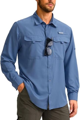 Men's Sun Protection Fishing Shirt with Zipper Pockets Long Sleeve UPF 50+ UV Cooling Shirts for Men Hiking Travel in Saudi Arabia
