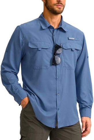 Men's Sun Protection Fishing Shirt with Zipper Pockets Long Sleeve UPF 50+ UV Cooling Shirts for Men Hiking Travel in Saudi Arabia