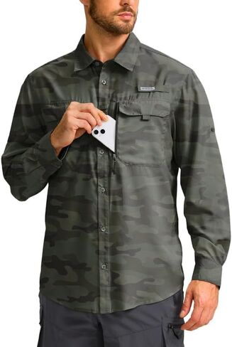 Men's Sun Protection Fishing Shirt with Zipper Pockets Long Sleeve UPF 50+ UV Cooling Shirts for Men Hiking Travel in Saudi Arabia