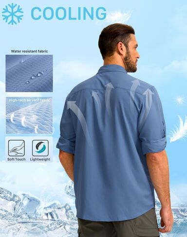 Men's Sun Protection Fishing Shirt with Zipper Pockets Long Sleeve UPF 50+ UV Cooling Shirts for Men Hiking Travel in Saudi Arabia