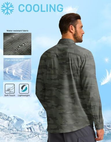 Men's Sun Protection Fishing Shirt with Zipper Pockets Long Sleeve UPF 50+ UV Cooling Shirts for Men Hiking Travel in Saudi Arabia