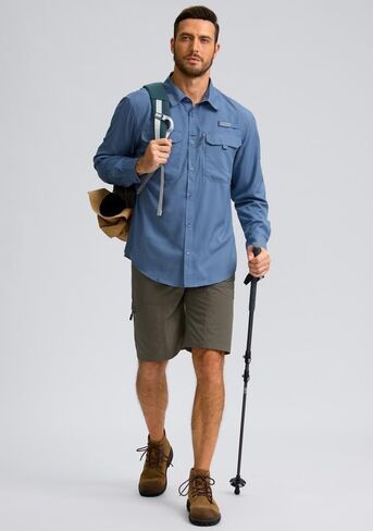Men's Sun Protection Fishing Shirt with Zipper Pockets Long Sleeve UPF 50+ UV Cooling Shirts for Men Hiking Travel in Saudi Arabia