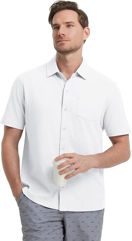 M MAELREG Button Down Shirt Men Moisture Wicking Dry Fit Pique Performence Cool Breathable Mens Summer Shirts Short Sleeve in Saudi Arabia