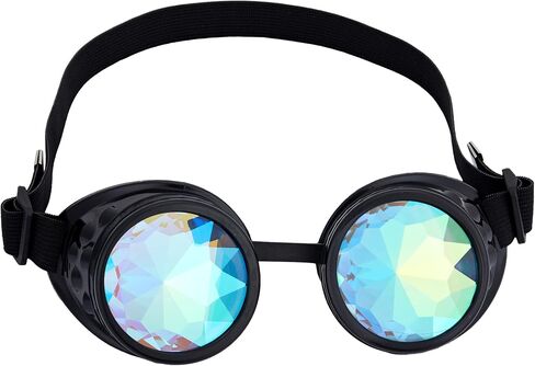 Lelinta Kaleidoscope Goggles Glasses Rainbow Crystal Lens Halloween Costume Accessories for Men Women Cosplay Party in Kuwait