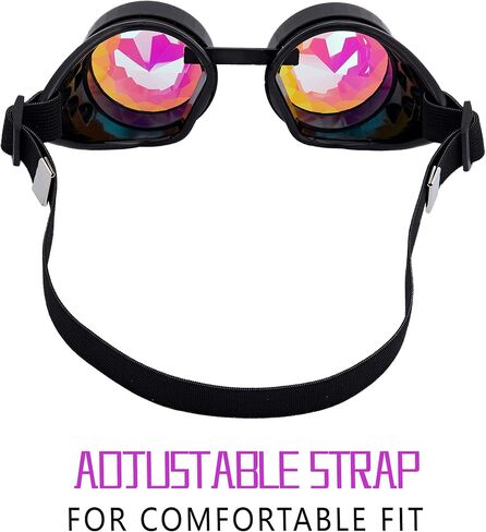 Lelinta Kaleidoscope Goggles Glasses Rainbow Crystal Lens Halloween Costume Accessories for Men Women Cosplay Party in Kuwait