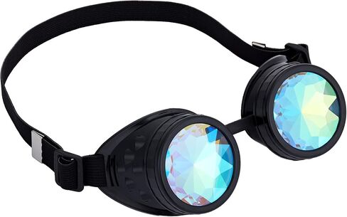 Lelinta Kaleidoscope Goggles Glasses Rainbow Crystal Lens Halloween Costume Accessories for Men Women Cosplay Party in Kuwait