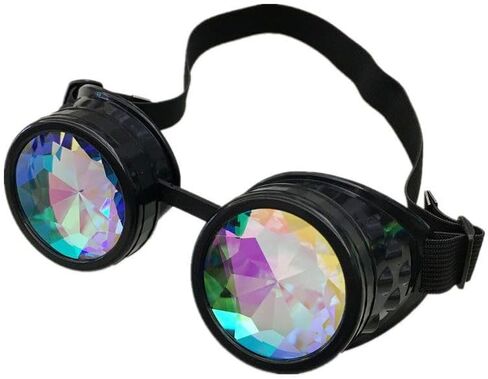 Lelinta Kaleidoscope Goggles Glasses Rainbow Crystal Lens Halloween Costume Accessories for Men Women Cosplay Party in Kuwait