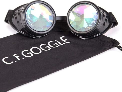 Lelinta Kaleidoscope Goggles Glasses Rainbow Crystal Lens Halloween Costume Accessories for Men Women Cosplay Party in Kuwait