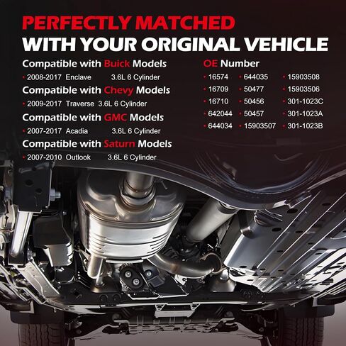 KLN Colanted Converter Kit Direct-Fit Direct for Buick Enclave 2008-2017 ، Fit for Chevy Traverse 2009-2017 ، Fit for GMC Acadia 2007-2017 ، Fit for Saturn Outlook 2007-2010 3.6L (3pcs)-E.P.A. متوافق in Kuwait