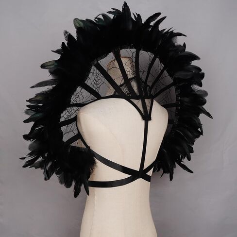 L'VOW Women's Lace Victorian Collar Stand Up Feather Collar Gothic Queen Collar Halloween Vampire Costume in Kuwait