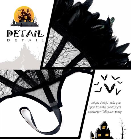 L'VOW Women's Lace Victorian Collar Stand Up Feather Collar Gothic Queen Collar Halloween Vampire Costume in Kuwait