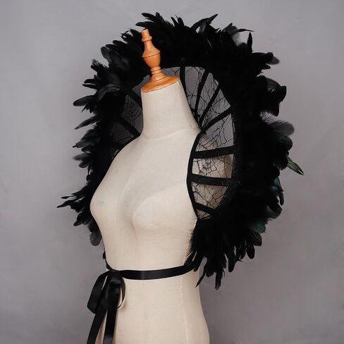 L'VOW Women's Lace Victorian Collar Stand Up Feather Collar Gothic Queen Collar Halloween Vampire Costume in Kuwait