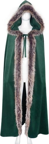 Joukavor Viking Fur Cloak Cloak Medieval Velvet Cape with Hood for Halloween in Kuwait