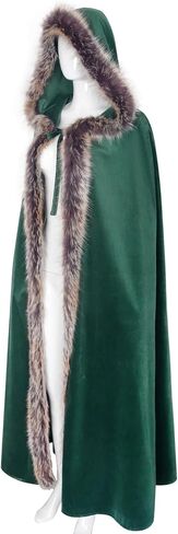 Joukavor Viking Fur Cloak Cloak Medieval Velvet Cape with Hood for Halloween in Kuwait