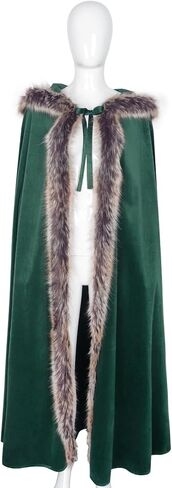 Joukavor Viking Fur Cloak Cloak Medieval Velvet Cape with Hood for Halloween in Kuwait