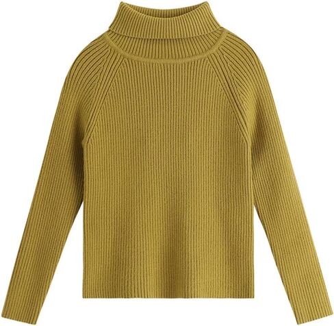 Girl's Turtleneck Sweaters Kids Long Sleeve Drop Shoulder Pullover Cable Knit Chunky Contrast Sweater Tops in Kuwait