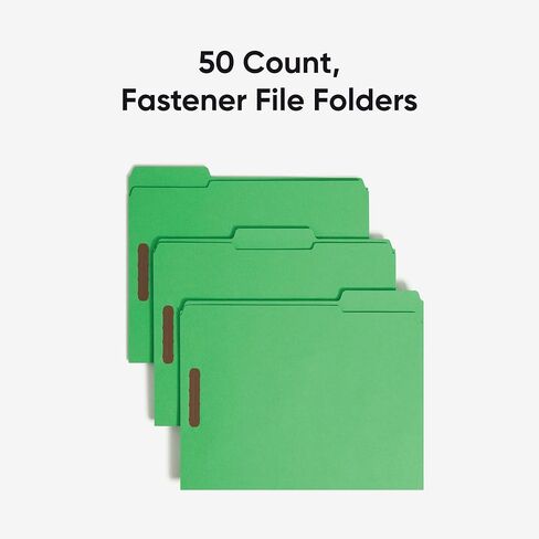 Smead Fastener File Folders, 50 Count, Yellow, Reinforced 1/3-Cut Tabs, 2 Fasteners, Letter Size (12940) in Kuwait
