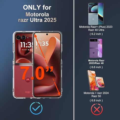 for Motorola Razr+ Plus 2024 Case, Clear Shockproof Phone Cover,Ultra-Thin Slim Fit Hard PC Protective Cases for Motorola Razr+ Plus 2024, Clear in Kuwait