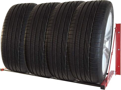 ROBLOCK Folding Tire Wheel Rack Wall Mount Multi-Tire Spare Carriers Garage (32"-48") x 22" x 22", Red in Kuwait