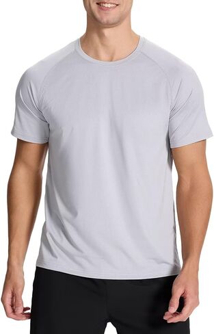 Men's Sun Protection Shirts Lightweight Athletic Quick Dry Rash Guard Cooling Tee with Silver Ion Tech in Kuwait