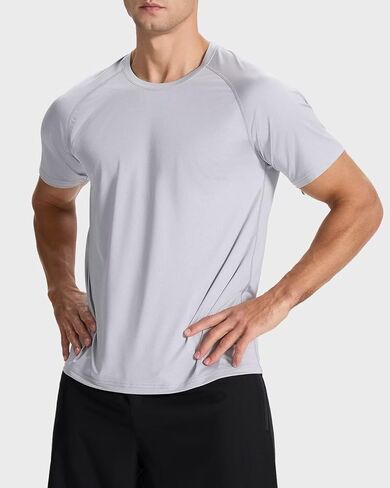 Men's Sun Protection Shirts Lightweight Athletic Quick Dry Rash Guard Cooling Tee with Silver Ion Tech in Kuwait