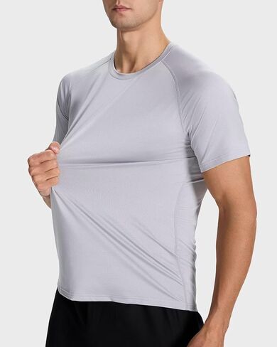 Men's Sun Protection Shirts Lightweight Athletic Quick Dry Rash Guard Cooling Tee with Silver Ion Tech in Kuwait