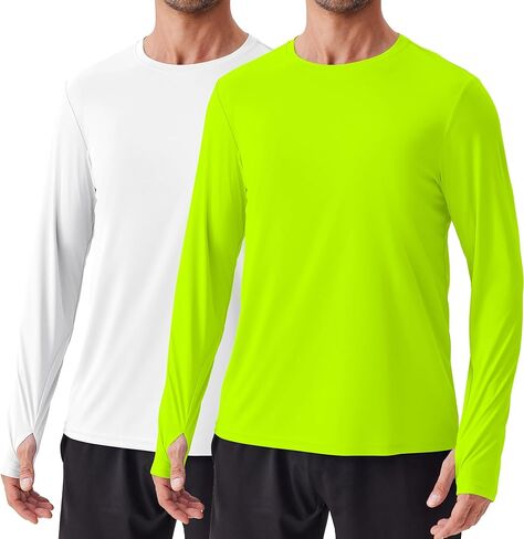 Pinspark 2 Pack Men's Rash Guard Shirts مع ثقوب الإبهام خفيفة الوزن أكثر من 50+ قميص شمس طويل الأكمام in Kuwait
