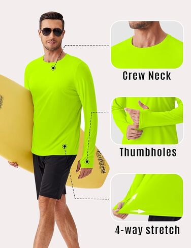 Pinspark 2 Pack Men's Rash Guard Shirts مع ثقوب الإبهام خفيفة الوزن أكثر من 50+ قميص شمس طويل الأكمام in Kuwait