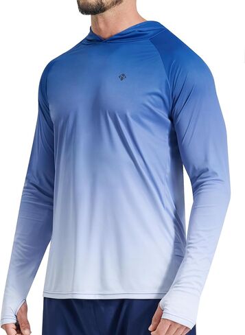NOMINATE Mens UPF 50+ Hoodie Swim Shirts Long Sleeve Sun Protection SPF Rash Guard Shirt UV for Beach Swimming Fishing in Saudi Arabia