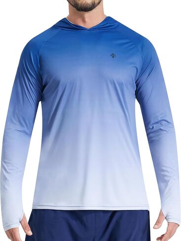 NOMINATE Mens UPF 50+ Hoodie Swim Shirts Long Sleeve Sun Protection SPF Rash Guard Shirt UV for Beach Swimming Fishing in Saudi Arabia