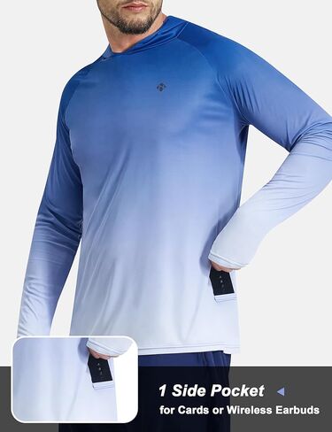 NOMINATE Mens UPF 50+ Hoodie Swim Shirts Long Sleeve Sun Protection SPF Rash Guard Shirt UV for Beach Swimming Fishing in Saudi Arabia