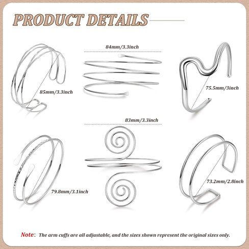 6Pcs Arm Cuff Gold Upper Arm Cuff Bracelet for Women Adjustable Open Cuff Bangle Minimalist Coil Swirl Armlet Armband Jewelry Set in Kuwait