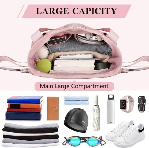 Drawstring Gym Backpack with Wet Pocket, Gym Bag for Women Men, Water Resistant Travel Tote Bags for Women, Drawstring Sports Bag for Beach Swim Travel Workout, Beige in Kuwait