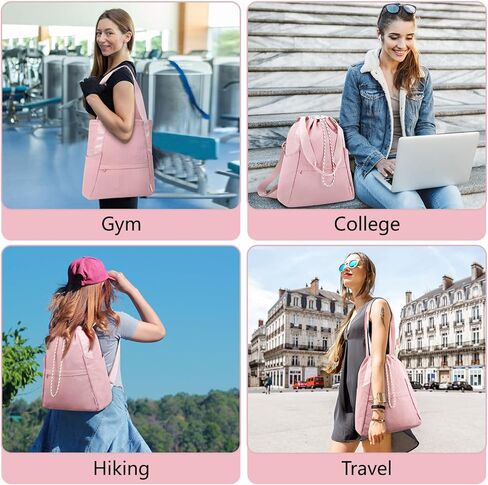Drawstring Gym Backpack with Wet Pocket, Gym Bag for Women Men, Water Resistant Travel Tote Bags for Women, Drawstring Sports Bag for Beach Swim Travel Workout, Beige in Kuwait