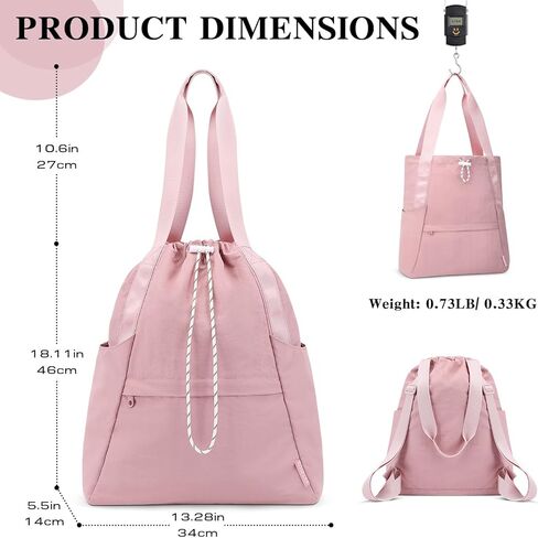 Drawstring Gym Backpack with Wet Pocket, Gym Bag for Women Men, Water Resistant Travel Tote Bags for Women, Drawstring Sports Bag for Beach Swim Travel Workout, Beige in Kuwait