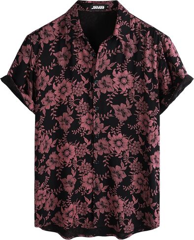 Mens Hawaiian Shirts Short Sleeve Casual Button Down Summer Shirts Floral Beach Vacation Tropical Shirts in Saudi Arabia