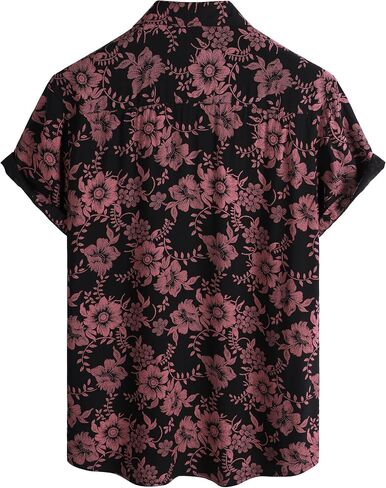 Mens Hawaiian Shirts Short Sleeve Casual Button Down Summer Shirts Floral Beach Vacation Tropical Shirts in Saudi Arabia