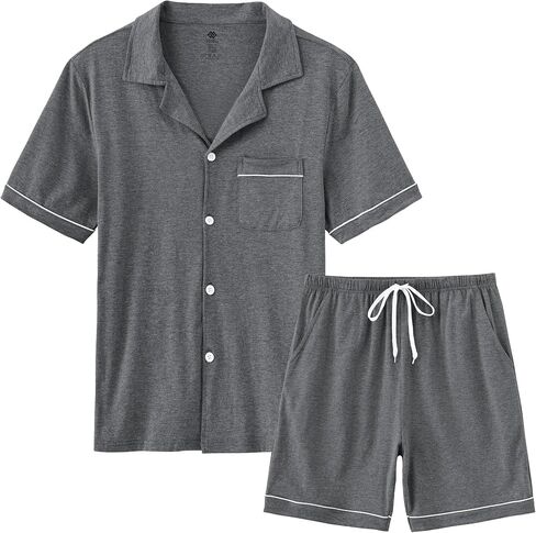 Mofiz Men Pajamas Pajamas مجموعات ملابس النوم قصيرة الأكمام لأسفل القميص والسراويل صالة Loungewear Soft PJS in Saudi Arabia