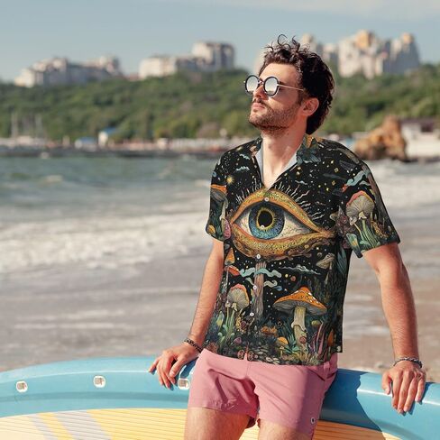Mens Short Sleeve Button Up Shirts, Casual Party Shirts Stylish Beach Shirt Gifts for Men in Saudi Arabia