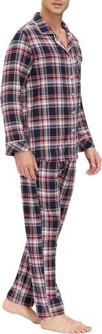 MoFiz Men's Cotton Pajamas Sets Sleepwear Long Sleeve Button Down Loungewear with Pants Soft Pjs Lounge Set with Pockets in Kuwait