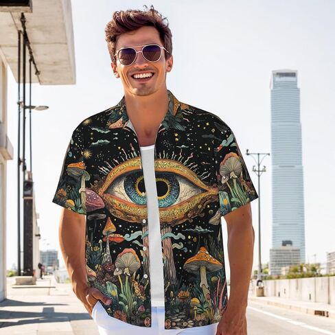 Mens Short Sleeve Button Up Shirts, Casual Party Shirts Stylish Beach Shirt Gifts for Men in Saudi Arabia