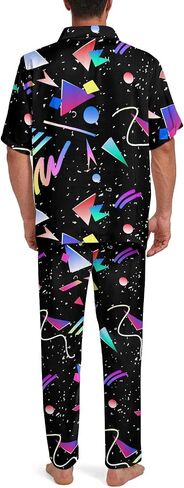 2 Piece Pjs Mens Button Down Pajamas Set Short Sleeve Soft Sleepwear in Saudi Arabia