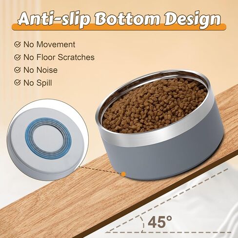 UPSKY Elevated Dog Bowls, Stainless Steel Anti-Spill Pet Bowl Set with Wooden Stand, Double Raised Food and Water Bowls for Small & Medium Dogs and Cats in Kuwait