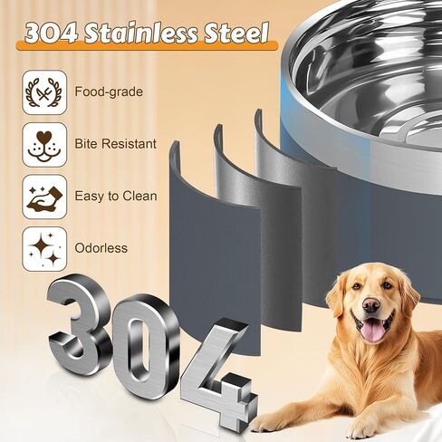UPSKY Elevated Dog Bowls, Stainless Steel Anti-Spill Pet Bowl Set with Wooden Stand, Double Raised Food and Water Bowls for Small & Medium Dogs and Cats in Kuwait