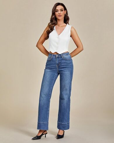 LookbookStore Denim Vest for Women Trendy Sleeveless Cropped Stretchy Jean Vests Top Summer Casual Button Wasitcoat Tops in Saudi Arabia